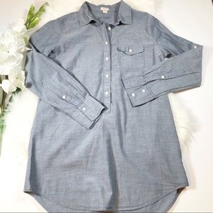 J.Crew Chambray Long Tunic Shirt Popover XS